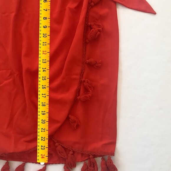 Show Me Your MuMu Red W/Tassels Faux Wrap Skirt/Coverup Medium - Picture 10 of 11